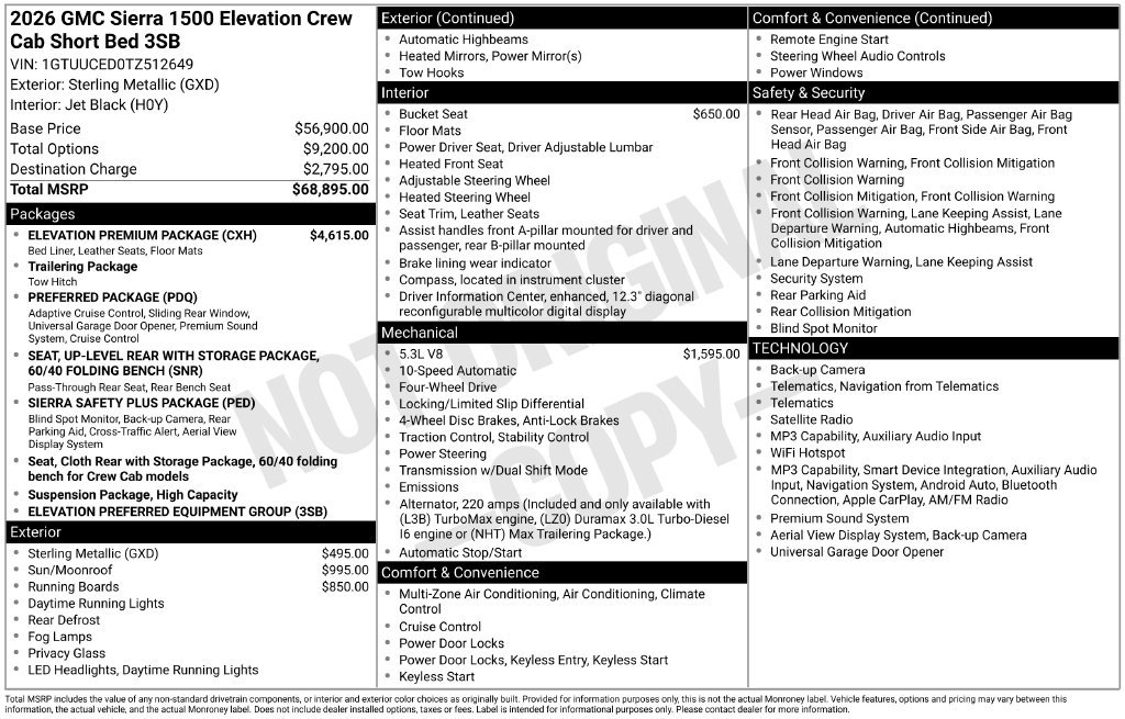 New 2026 GMC Sierra 1500 Elevation w/ Elevation Premium Package AWD/4WD image 5