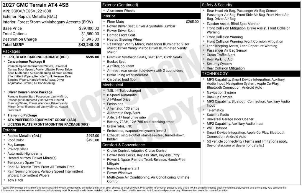 New 2027 GMC Terrain AT4 w/ LPO, Black Badging Package AWD/4WD image 25