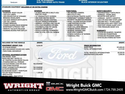 Used 2025 Ford F150 Platinum w/ Equipment Group 702A High AWD/4WD image 1
