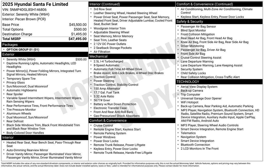 Certified 2025 Hyundai Santa Fe Limited AWD/4WD image 30