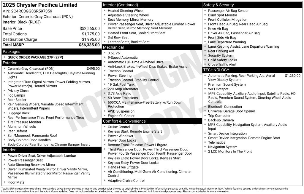 Used 2025 Chrysler Pacifica Limited AWD/4WD image 15