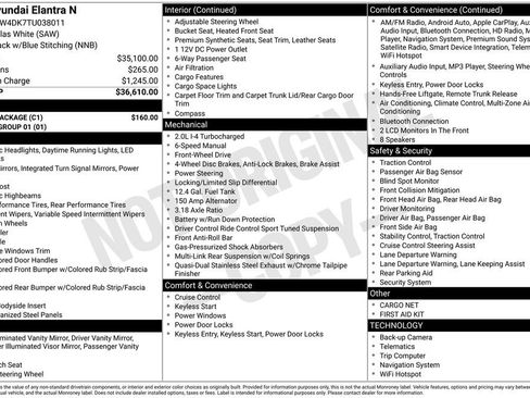 New 2026 Hyundai Elantra N Base w/ Cargo Package image 4
