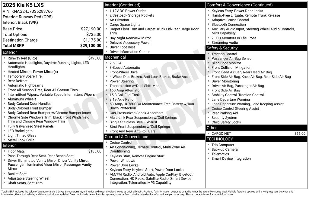 Certified 2025 Kia K5 LXS FWD image 24