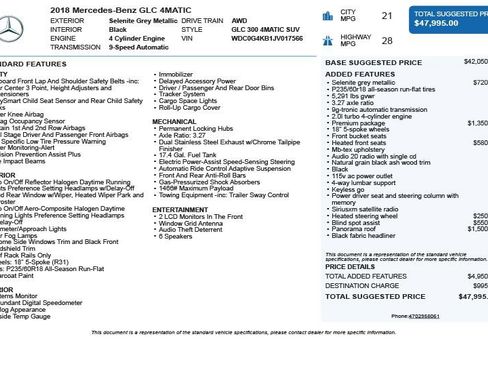 Used 2018 Mercedes-Benz GLC 300 4MATIC w/ Premium Package image 3