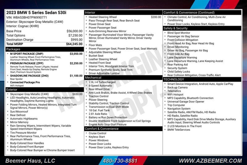 Used 2023 BMW 530i w/ M Sport Package RWD image 3