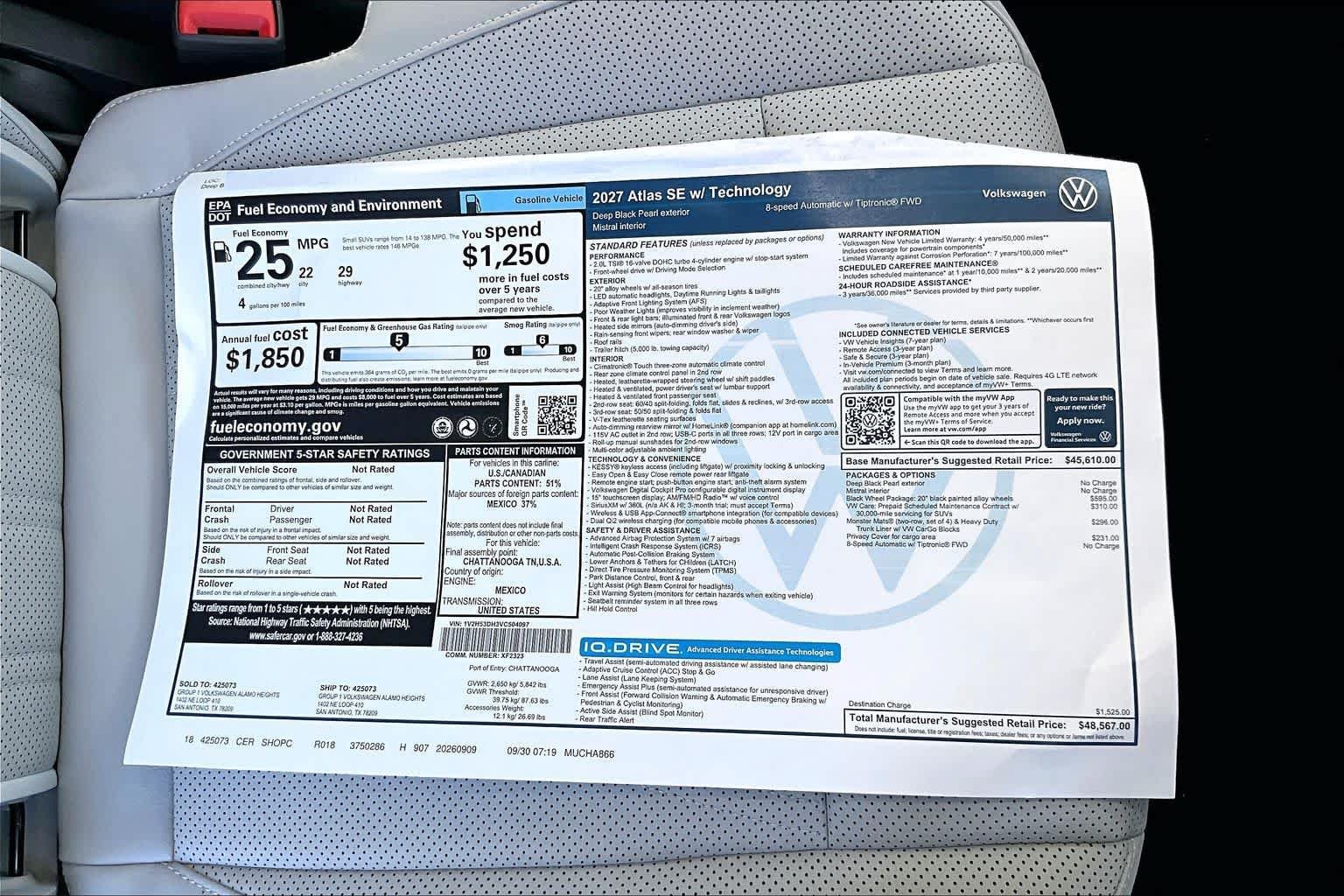 New 2027 Volkswagen Atlas SE FWD image 22