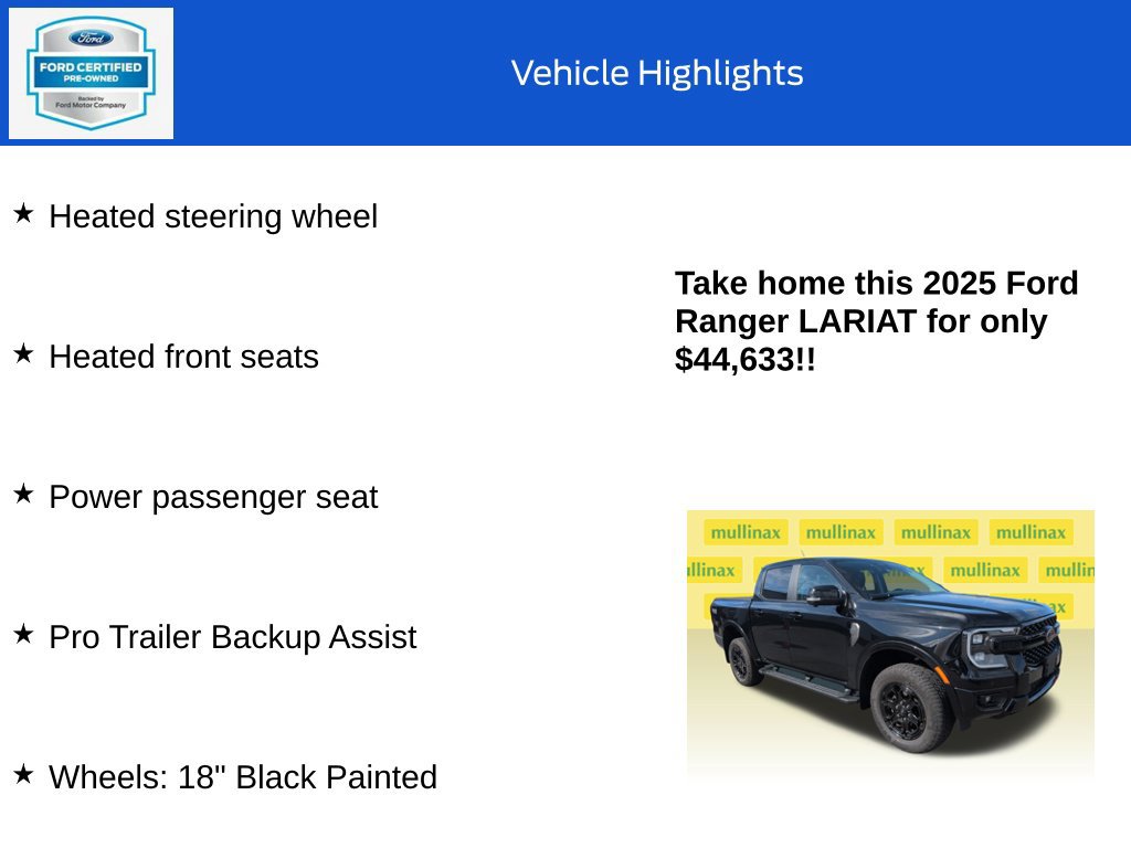 Certified 2025 Ford Ranger Lariat w/ FX4 Off-Road Package AWD/4WD image 20