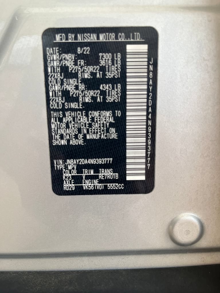 Used 2022 Nissan Armada Platinum w/ Captain's Chairs Package RWD image 38
