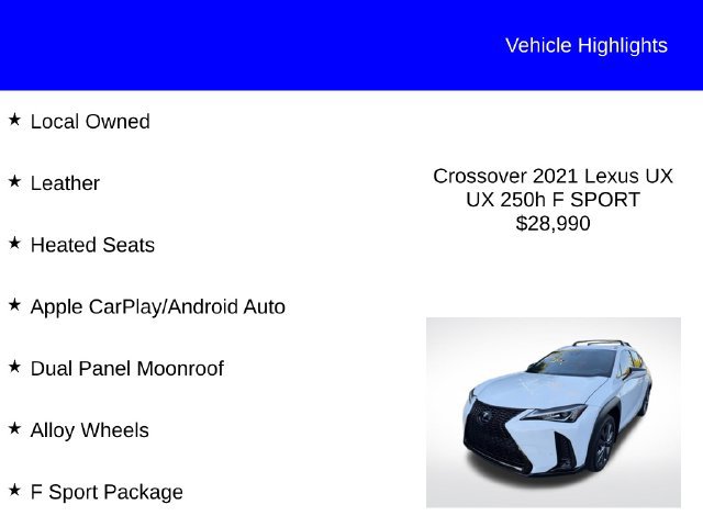 Used 2021 Lexus UX 250h F Sport w/ F Sport Premium Package AWD/4WD image 2