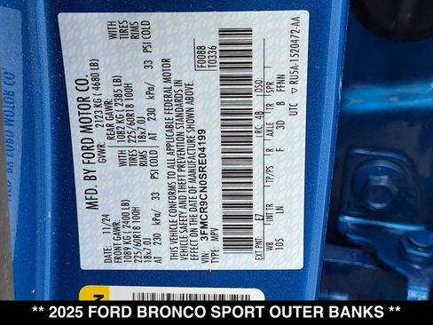 Used 2025 Ford Bronco Sport Outer Banks w/ Outer Banks Tech Package+ AWD/4WD image 31