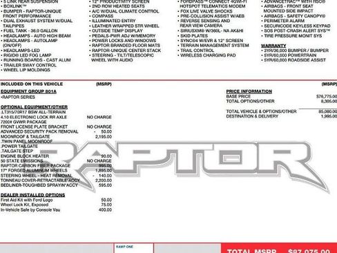 Certified 2023 Ford F150 Raptor w/ Raptor Carbon Fiber Package AWD/4WD image 2