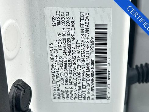 Certified 2022 Honda Pilot Sport image 36