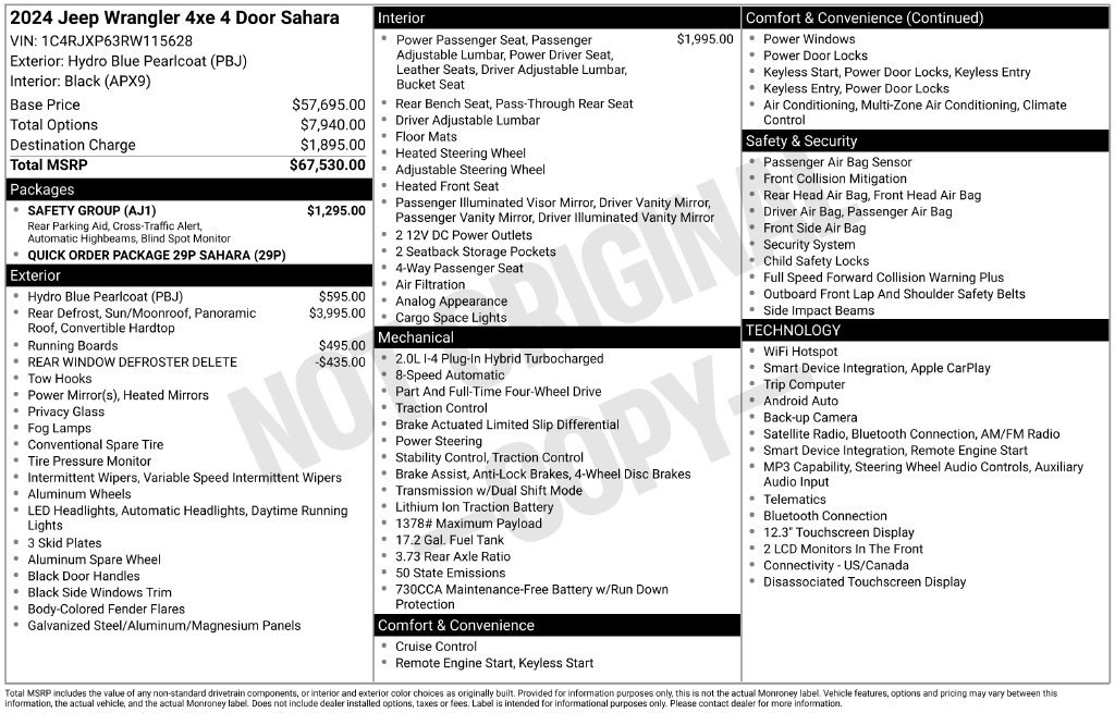 Used 2024 Jeep Wrangler Unlimited Sahara w/ Safety Group AWD/4WD image 2