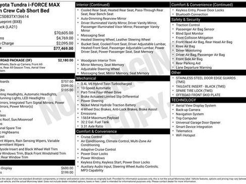 New 2026 Toyota Tundra Platinum w/ TRD Off-Road Package AWD/4WD image 30