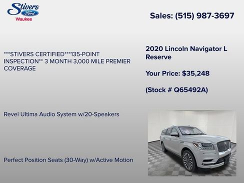 Used 2020 Lincoln Navigator L Reserve w/ Equipment Group 208A Reserve AWD/4WD image 16