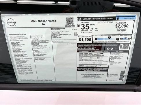 New 2025 Nissan Versa SV w/ Trunk Package image 38