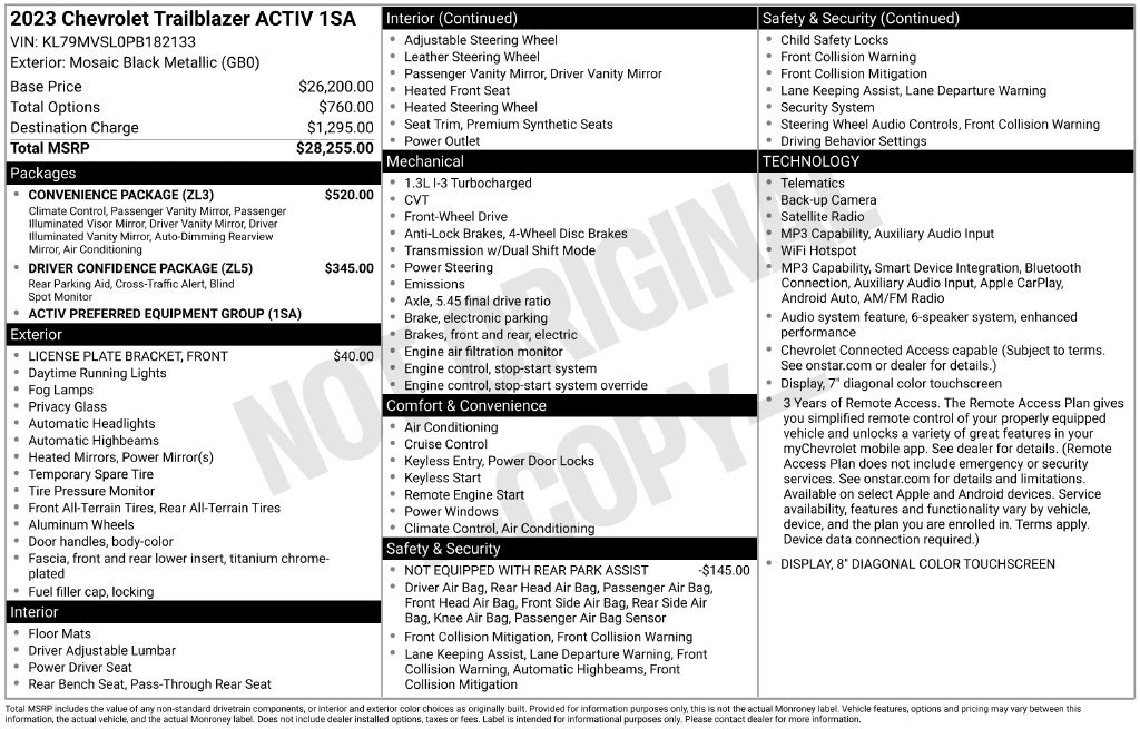 Used 2023 Chevrolet TrailBlazer ACTIV w/ Convenience Package FWD image 33
