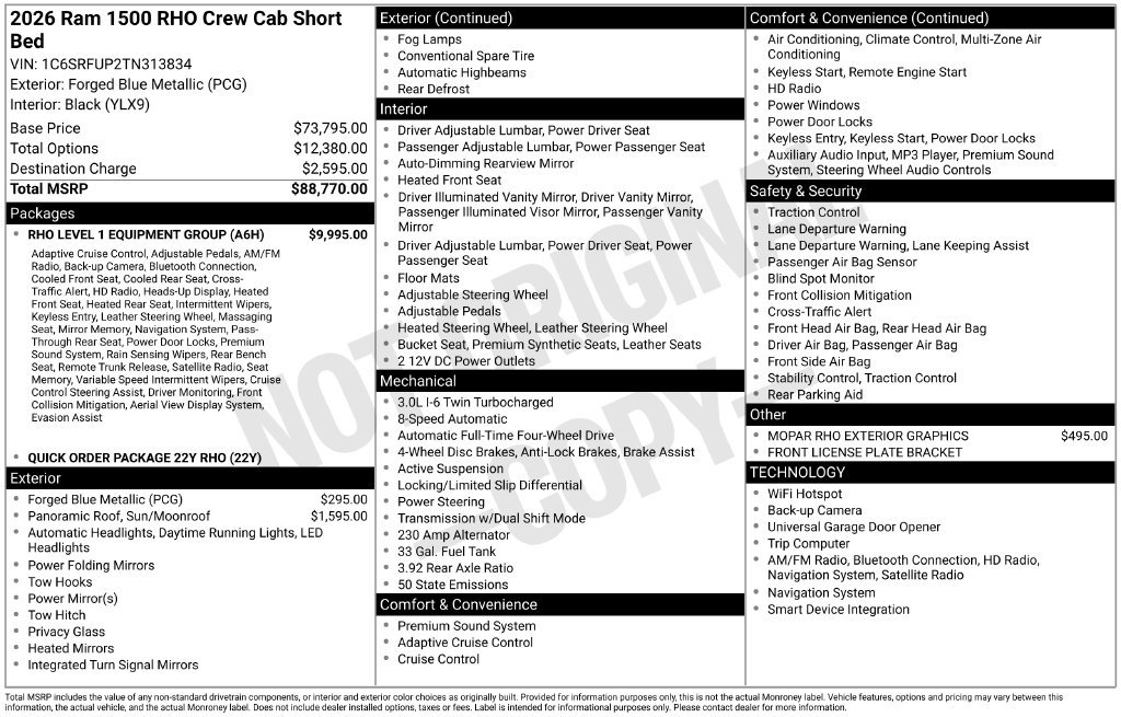 New 2026 RAM 1500 RHO w/ RHO Level 1 Equipment Group AWD/4WD image 3