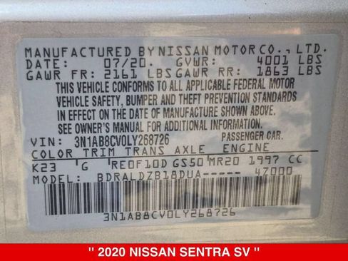 Used 2020 Nissan Sentra SV FWD image 40
