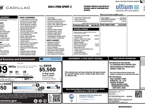 Used 2024 Cadillac Lyriq Sport w/ LPO, Floor Liner Package AWD/4WD image 2