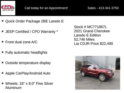 Used 2021 Jeep Grand Cherokee Laredo AWD/4WD image 6