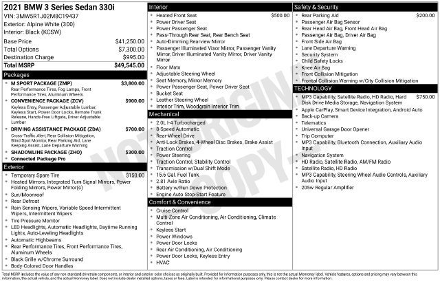 Used 2021 BMW 330i Sedan w/ M Sport Package RWD image 2