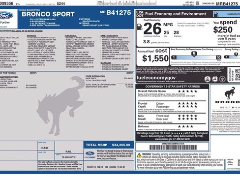 Certified 2021 Ford Bronco Sport Outer Banks AWD/4WD image 42
