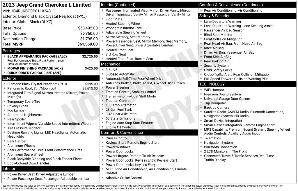 Used 2023 Jeep Grand Cherokee L Limited w/ Black Appearance Package AWD/4WD image 2