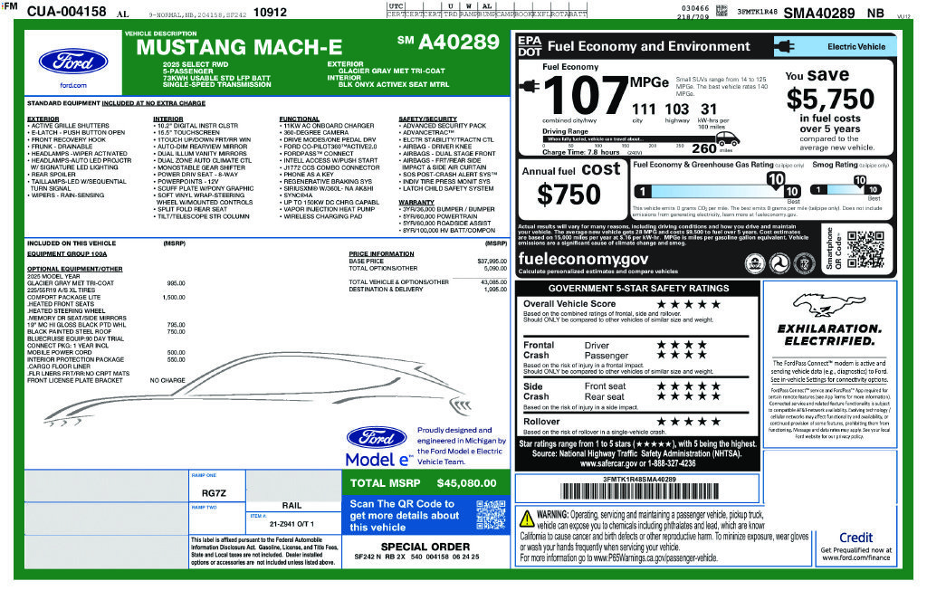Used 2025 Ford Mustang Mach-E Select w/ Comfort Package Lite RWD image 19