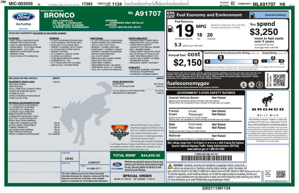 Used 2021 Ford Bronco Big Bend AWD/4WD image 35