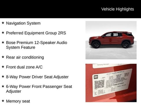 Certified 2025 Chevrolet Traverse RS AWD/4WD image 27