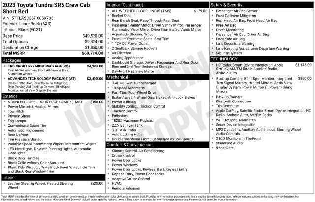 Used 2023 Toyota Tundra SR5 w/ TRD Sport Premium Package AWD/4WD image 10