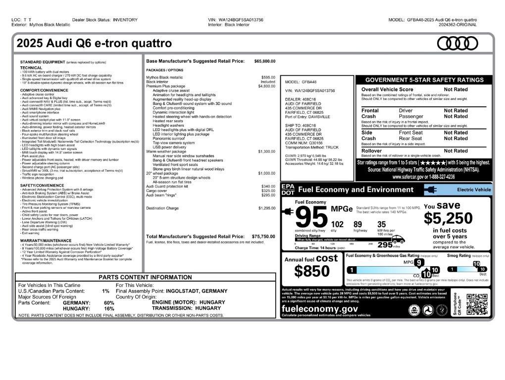Used 2025 Audi Q6 e-tron Premium Plus w/ Premium Plus AWD/4WD image 8