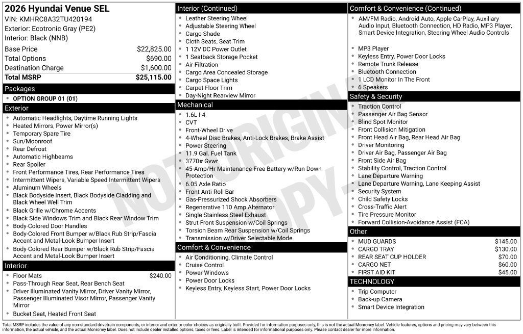 Certified 2026 Hyundai Venue SEL FWD image 33