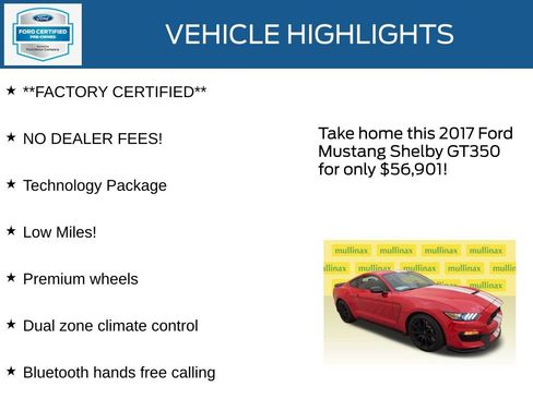 Certified 2017 Ford Mustang Shelby GT350 w/ Electronics Package RWD image 12