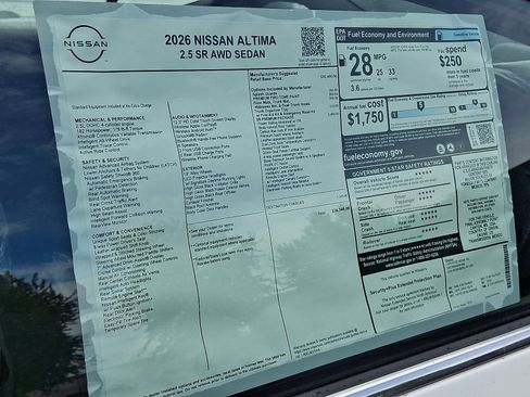 New 2026 Nissan Altima 2.5 SR w/ SR Premium Package AWD/4WD image 6