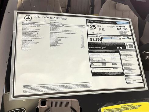 New 2027 Mercedes-Benz E 450 4MATIC Sedan image 18