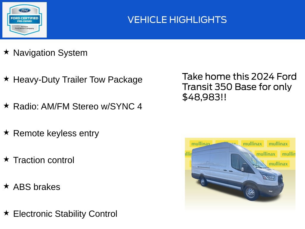 Used 2024 Ford Transit 350 148 High Roof Extended AWD image 18