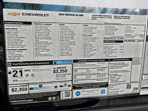 New 2026 Chevrolet Traverse RS image 17