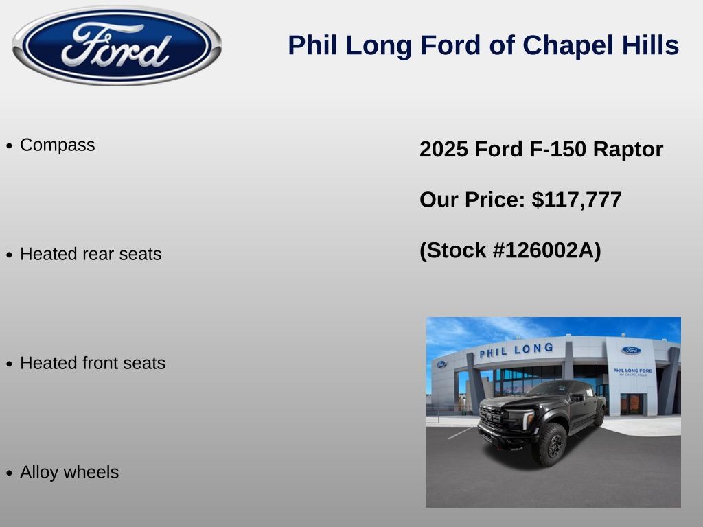Certified 2025 Ford F150 Raptor w/ Equipment Group 803A Raptor R AWD/4WD image 39