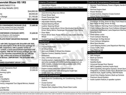 Used 2021 Chevrolet Blazer RS w/ Enhanced Convenience Package AWD/4WD image 5