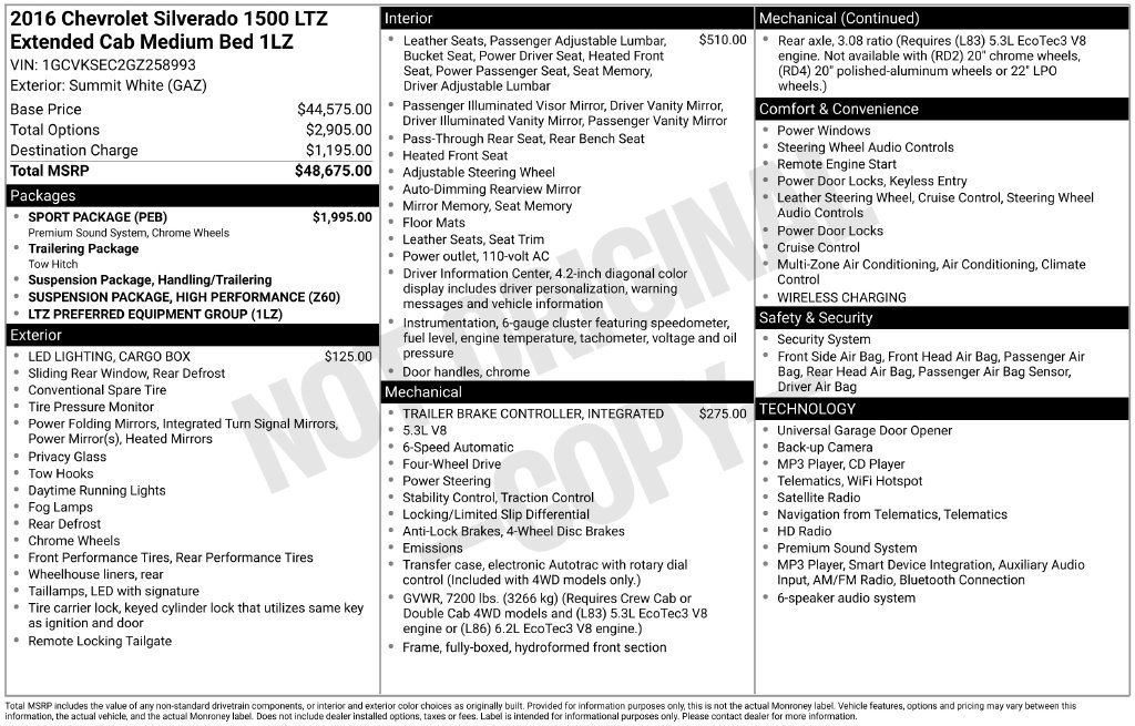 Used 2016 Chevrolet Silverado 1500 LTZ w/ Sport Package AWD/4WD image 18