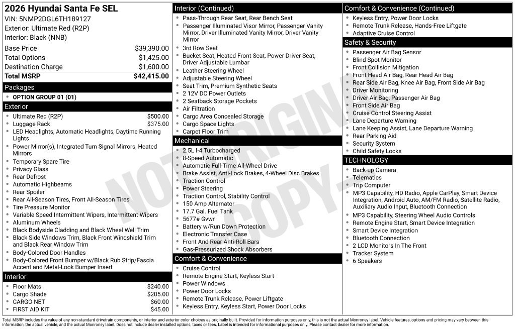 Certified 2026 Hyundai Santa Fe SEL AWD/4WD image 6