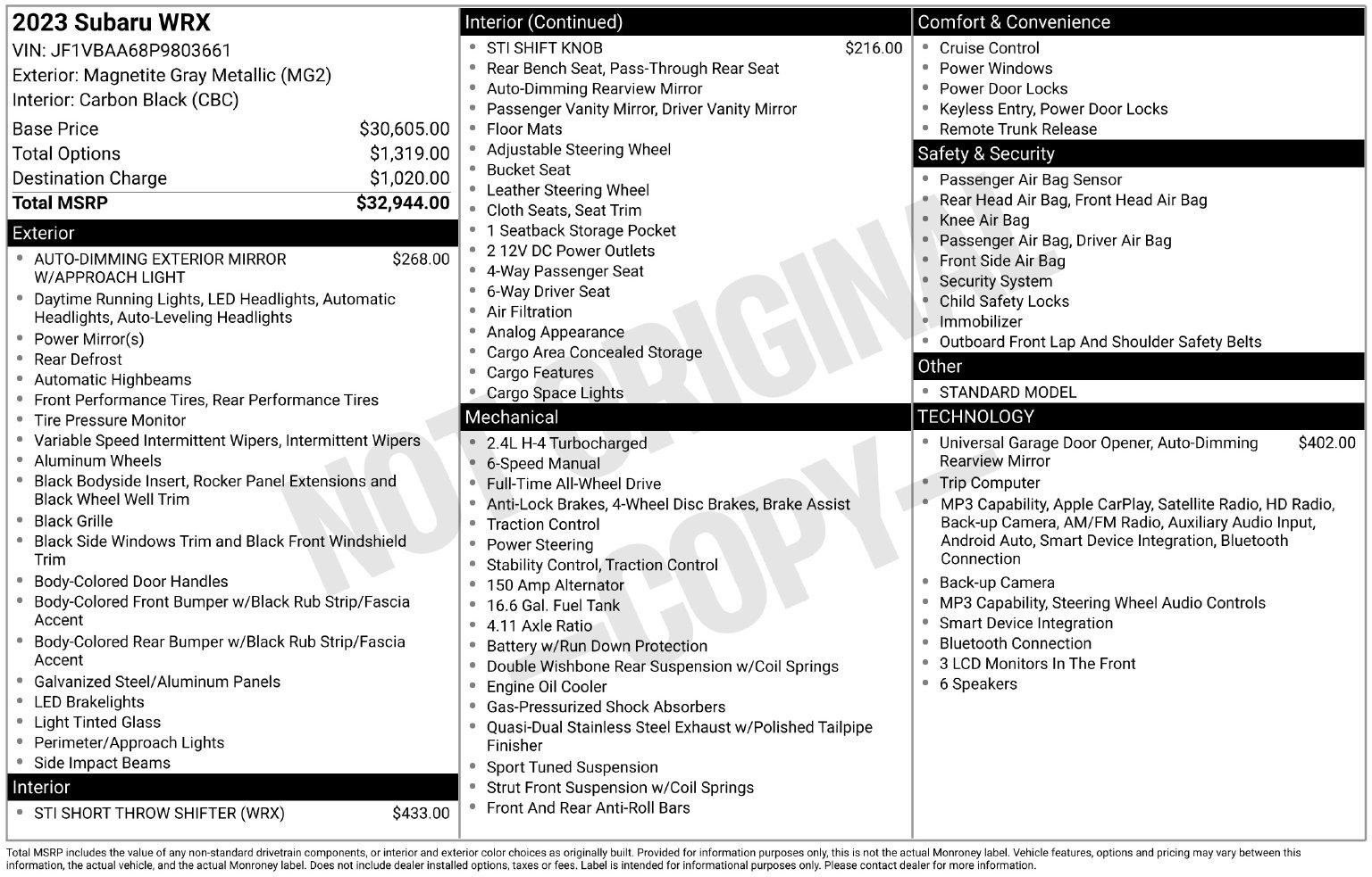 Certified 2023 Subaru WRX AWD/4WD image 33