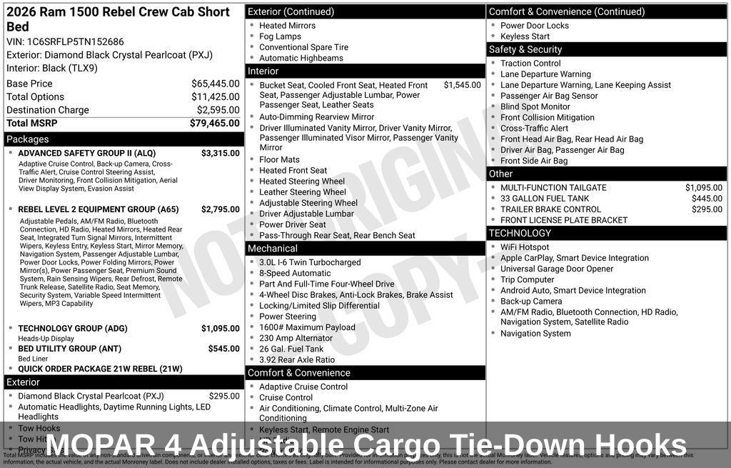 New 2026 RAM 1500 Rebel w/ Advanced Safety Group II AWD/4WD image 54