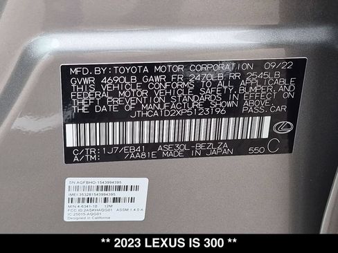 Used 2023 Lexus IS 300 w/ Comfort Package RWD image 28