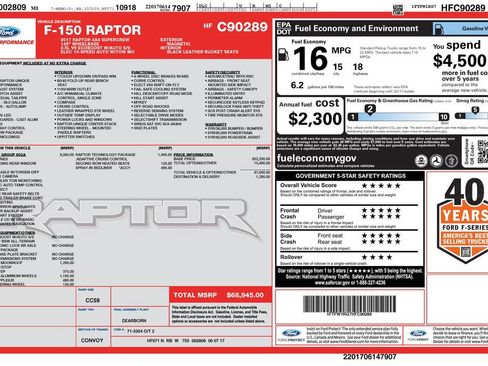 Used 2017 Ford F150 Raptor w/ Equipment Group 802A Luxury image 4