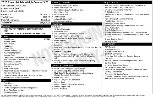 Certified 2025 Chevrolet Tahoe High Country AWD/4WD image 37