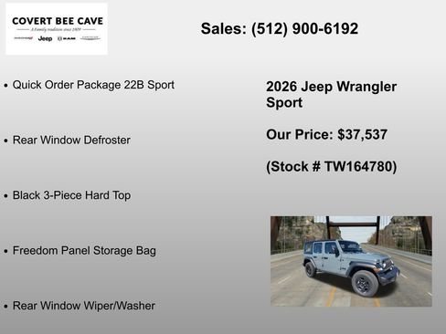New 2026 Jeep Wrangler Sport AWD/4WD image 6