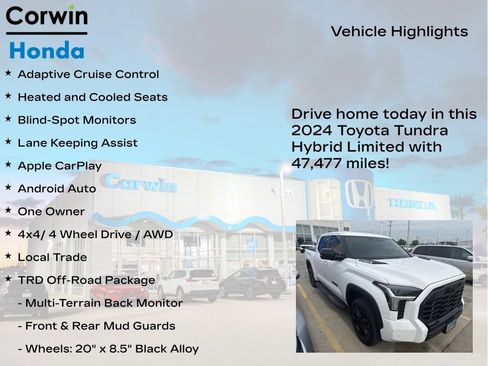 Used 2024 Toyota Tundra Limited w/ TRD Off-Road Package AWD/4WD image 7